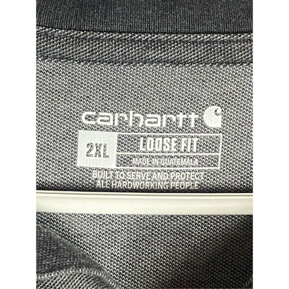 Carhartt Loose Fit Polo Shirt 2XL Heather Gray Pocket TK6685-M Workwear Durable - Picture 4 of 5